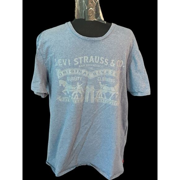 Levi Strauss & Co. T Shirt Men’s Large‎ Blue Short Sleeves 100% Cotton - Picture 1 of 7